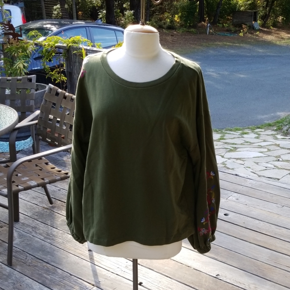 Sweatshirt with embroidered sleeves